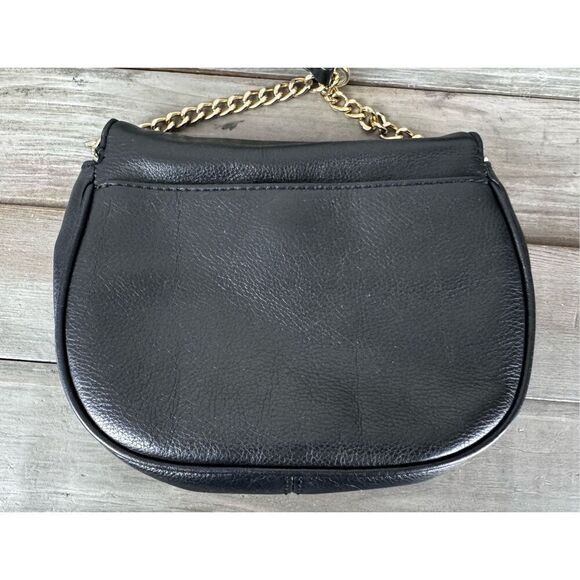 Michael Kors Bedford Flap Black Leather Front Chain Strap‎ Crossbody Bag - Picture 9 of 12